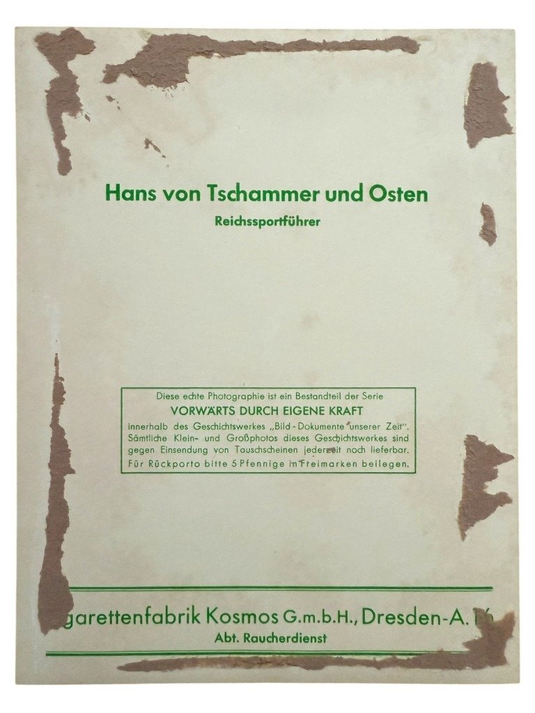 Original WWII German portrait photograph of Reichssportführer Hans von Tschammer und Osten