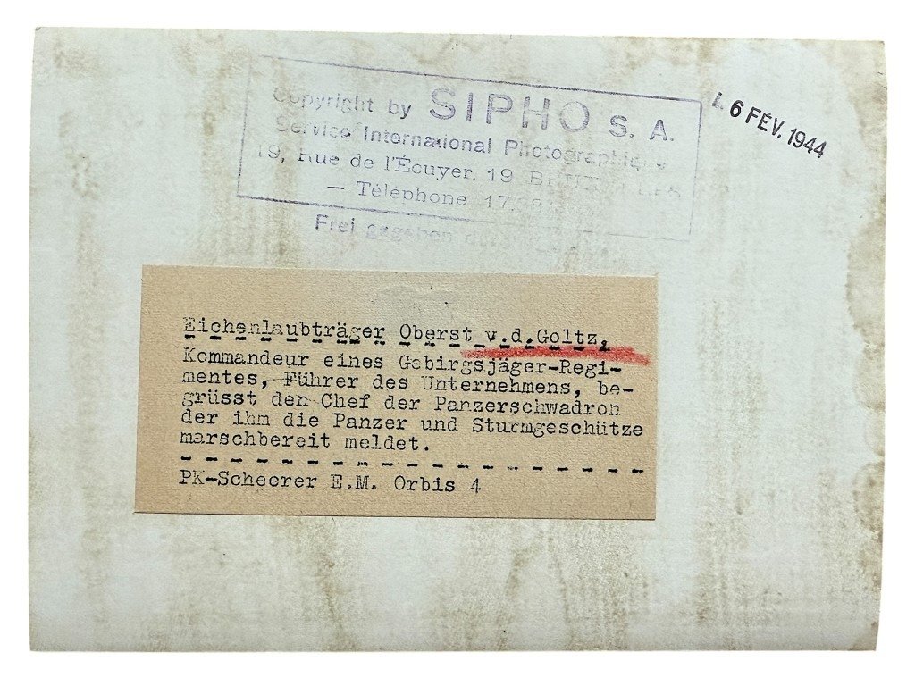 Original WWII German Gebirgsjäger Eichlaubträger Oberst v.d. Goltz photo