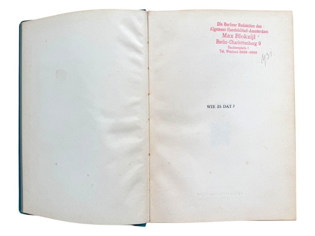 Original 1930s 'Wie is dat?' book from the personal collection of Max Blokzijl