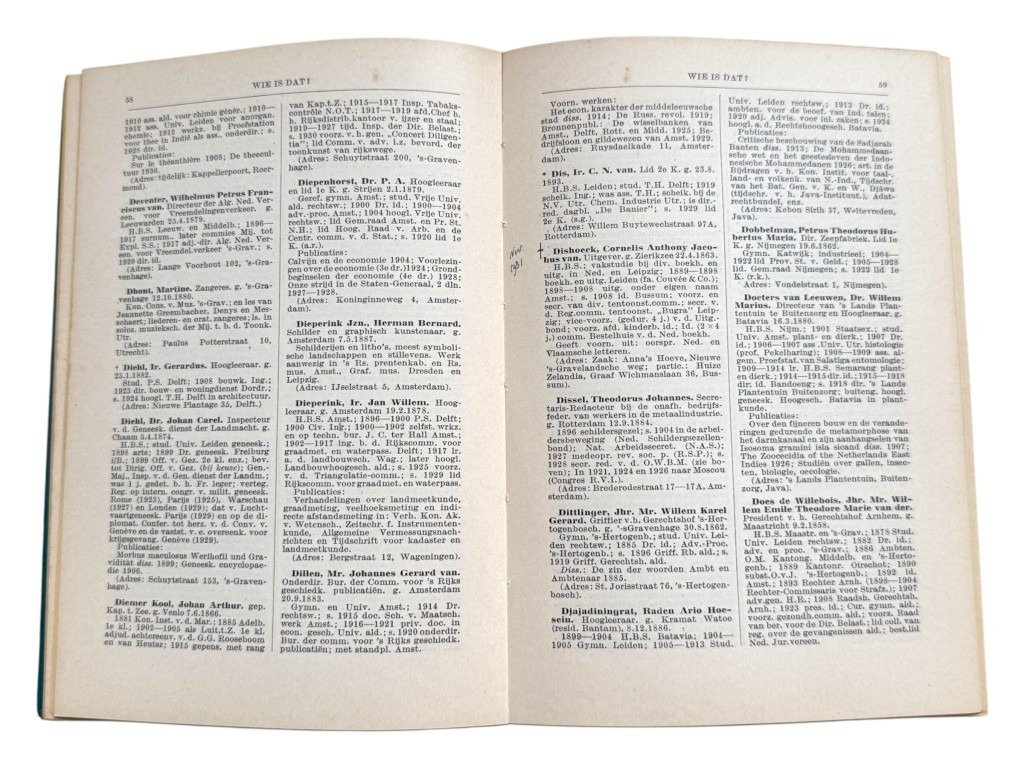 Original 1930s 'Wie is dat?' book from the personal collection of Max Blokzijl