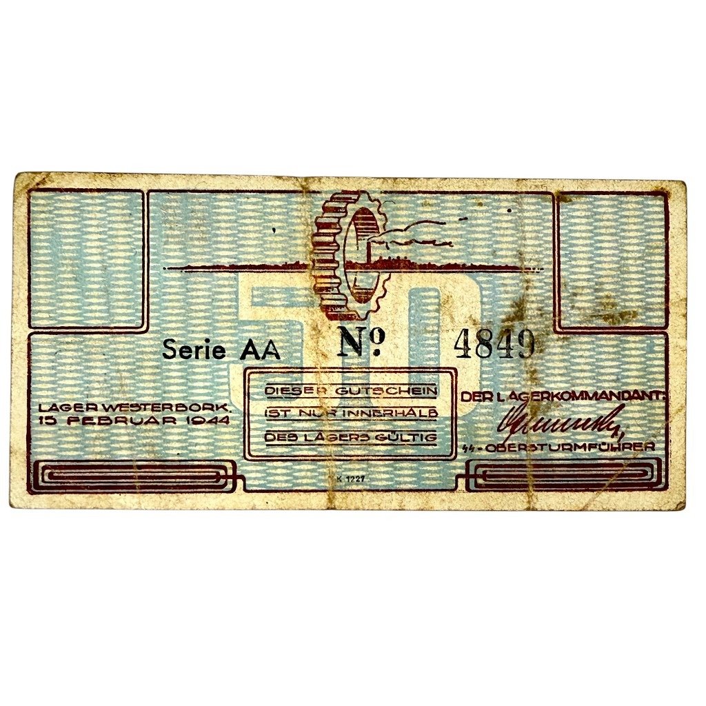 Original WWII Dutch 'Durchgangslager' Westerbork banknote