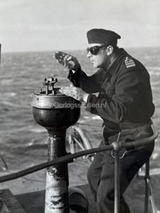Original WWII British photo Dutch Merchant Navy officer on board a tanker