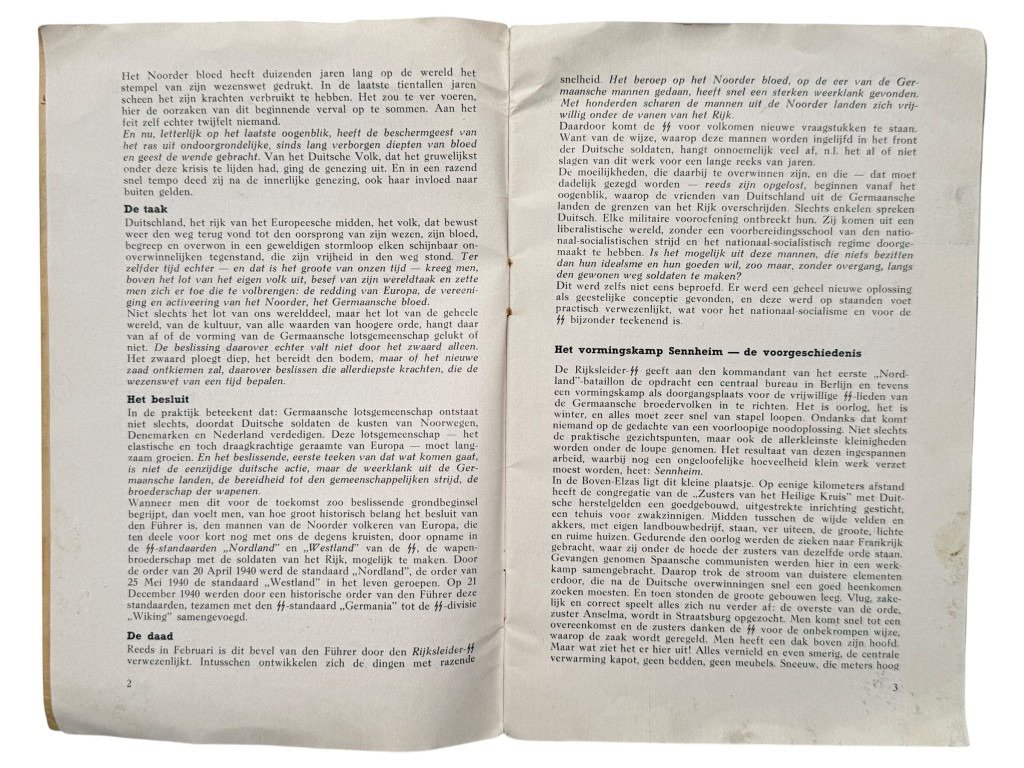 Original WWII Dutch SS brochure Germaansche Lotsverbondenheid – Opleidingskamp Sennheim