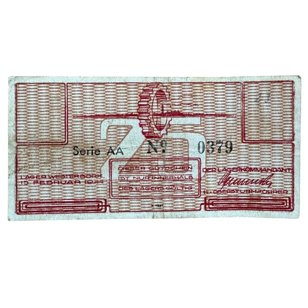 Original WWII Dutch 'Durchgangslager' Westerbork banknote