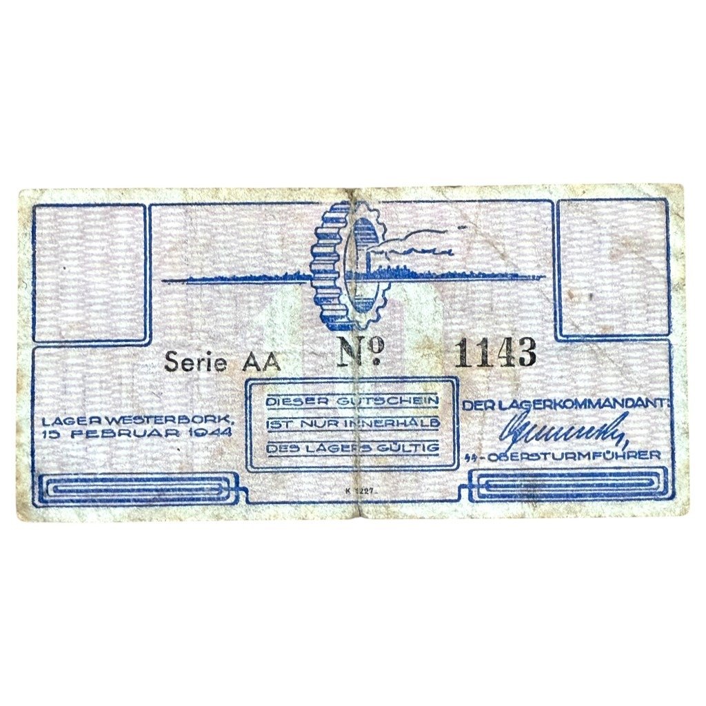 Original WWII Dutch 'Durchgangslager' Westerbork banknote