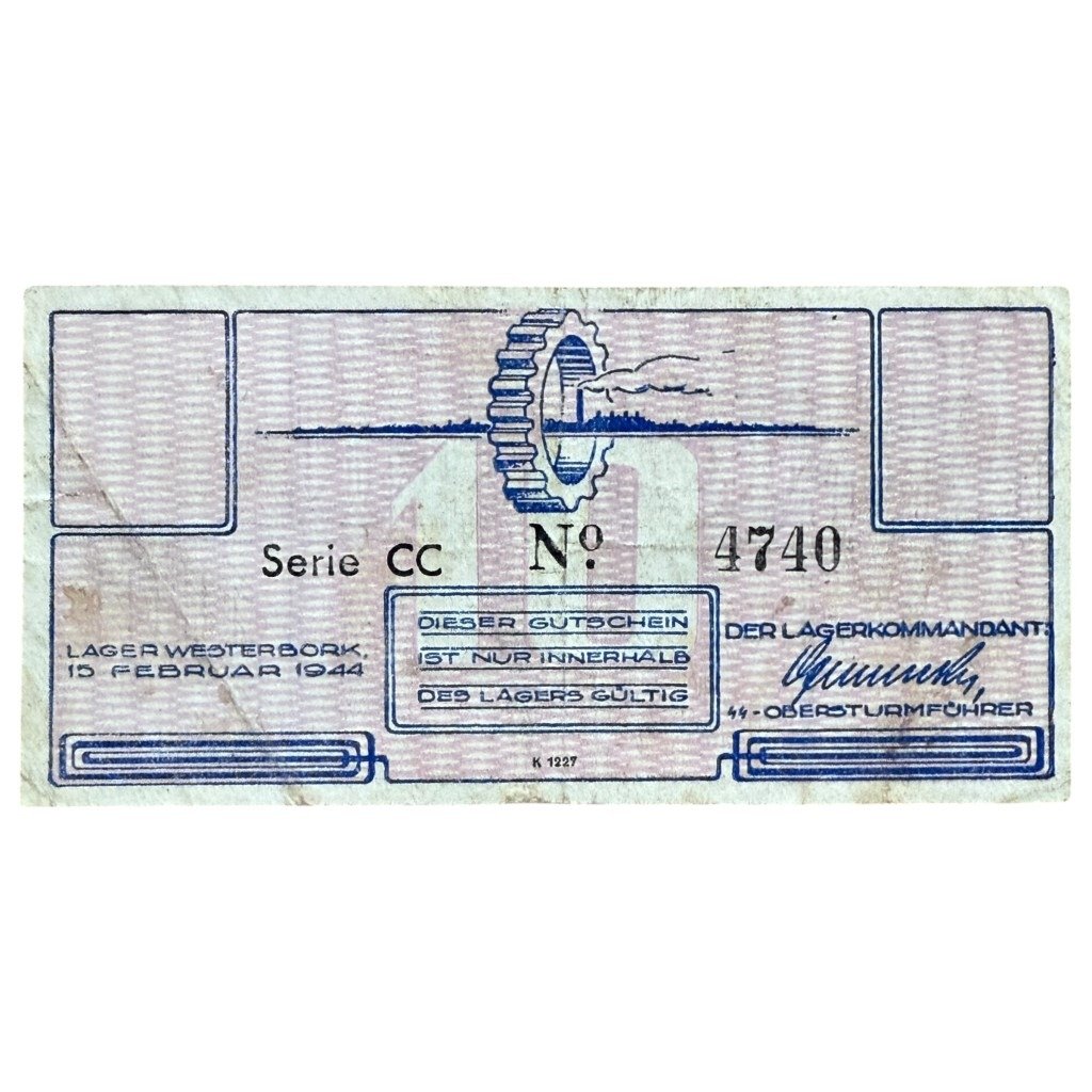 Original WWII Dutch 'Durchgangslager' Westerbork banknote