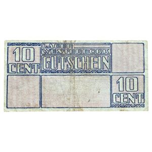 Original WWII Dutch 'Durchgangslager' Westerbork banknote