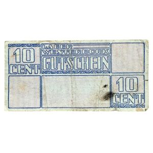 Original WWII Dutch 'Durchgangslager' Westerbork banknote