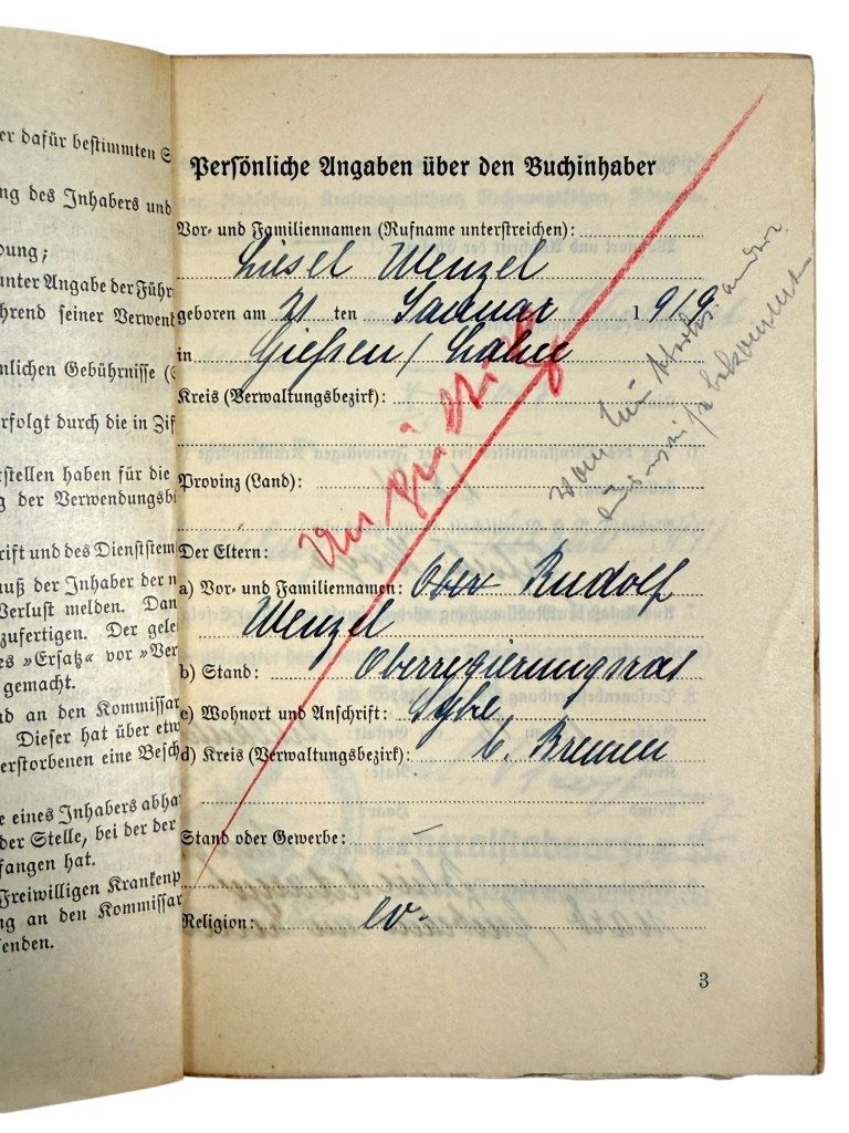 Original WWII German DRK Verwendungsbuch & Personalausweis