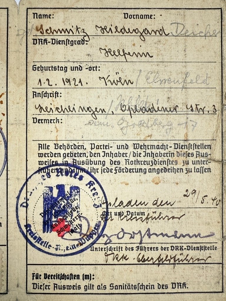 Original WWII German DRK Personal-Ausweis with NSDAP letter Köln