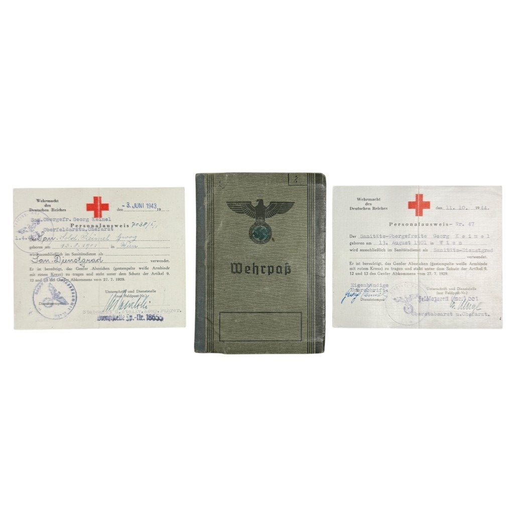 Original WWII German WH medic Wehrpass and documents set