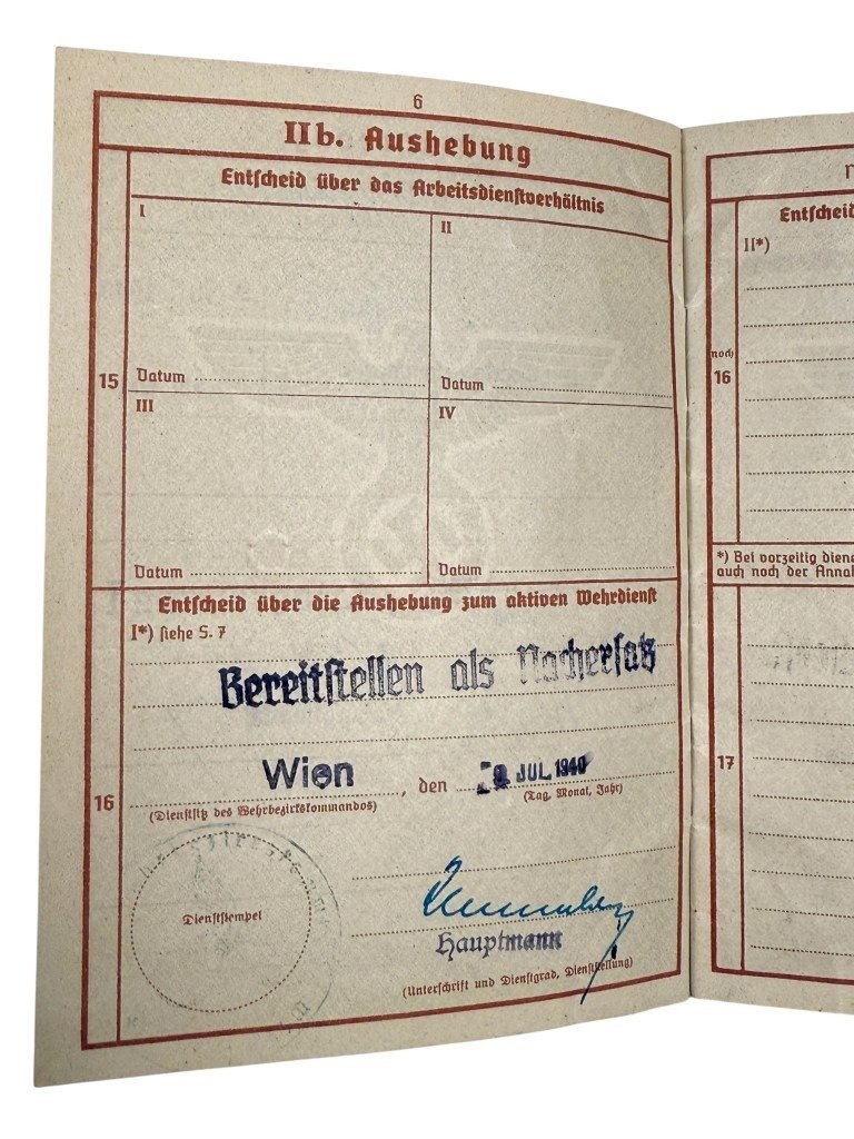 Original WWII German WH medic Wehrpass and documents set
