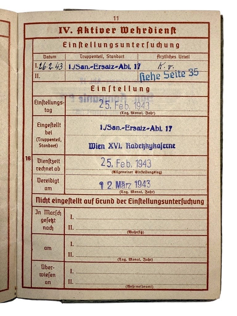 Original WWII German WH medic Wehrpass and documents set