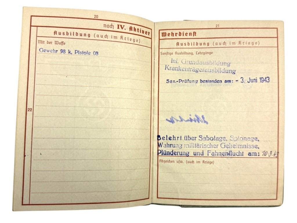 Original WWII German WH medic Wehrpass and documents set