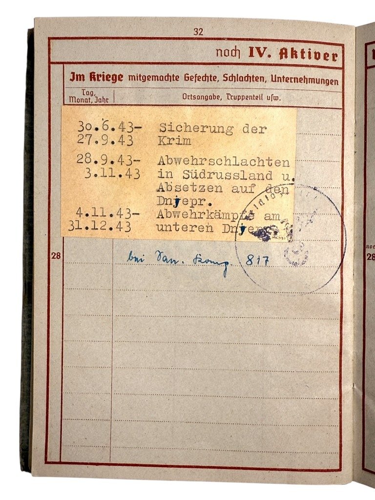 Original WWII German WH medic Wehrpass and documents set