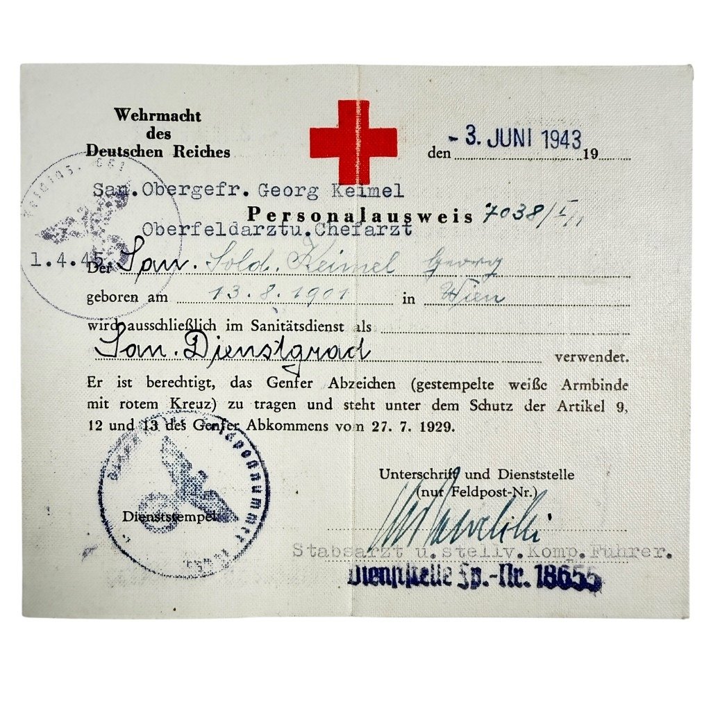 Original WWII German WH medic Wehrpass and documents set