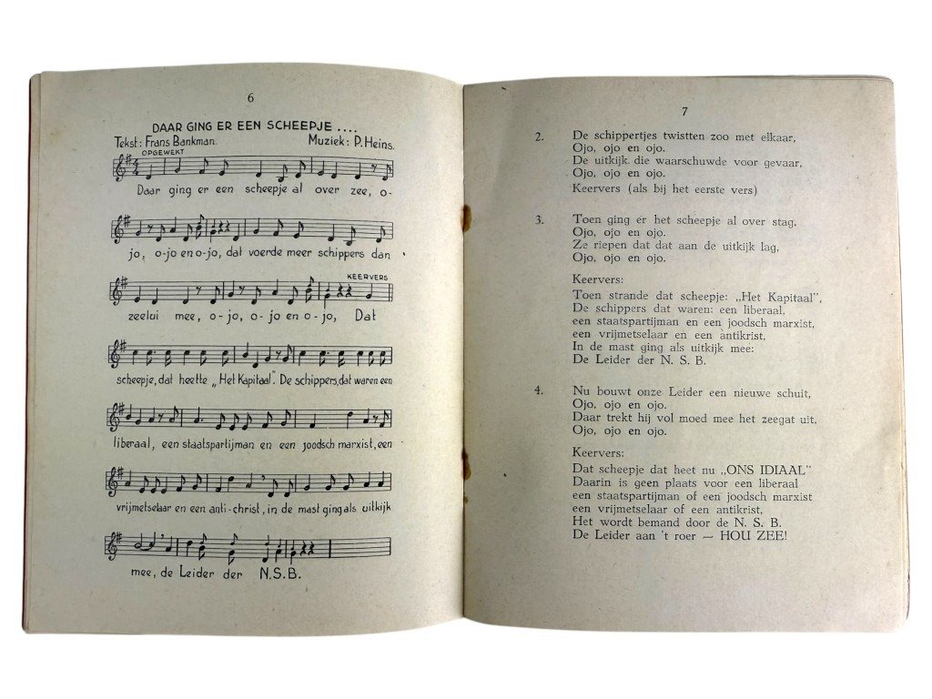 Original WWII Dutch NSB W.A. song booklet