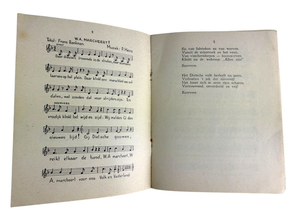 Original WWII Dutch NSB W.A. song booklet