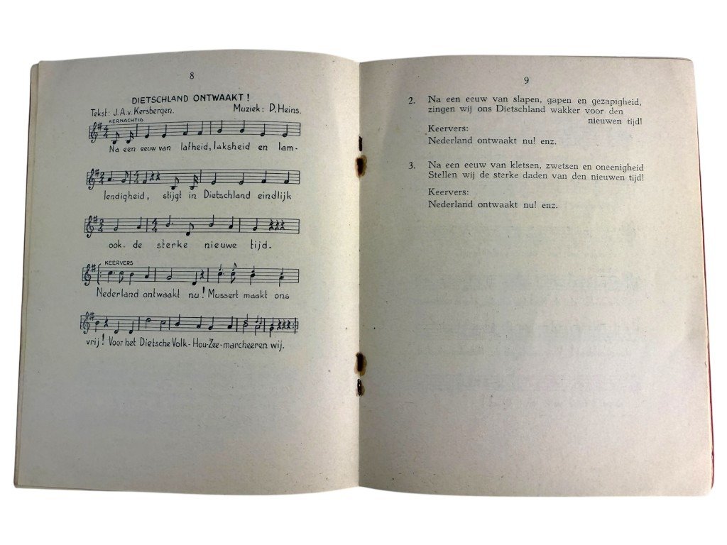 Original WWII Dutch NSB W.A. song booklet