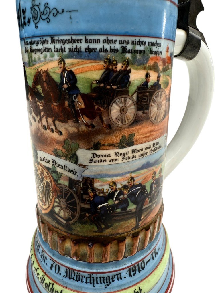 Original WWI German 4e Lothringen Feldartillerie-Regiment Nr. 70 beer stein