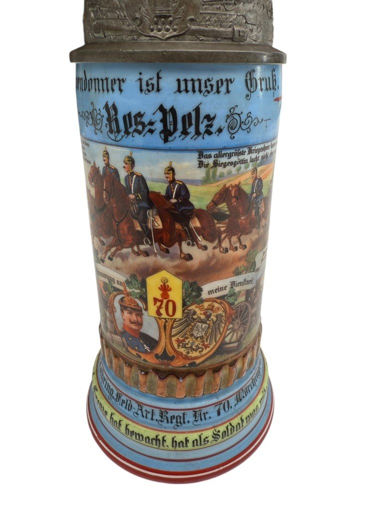 Original WWI German 4e Lothringen Feldartillerie-Regiment Nr. 70 beer stein