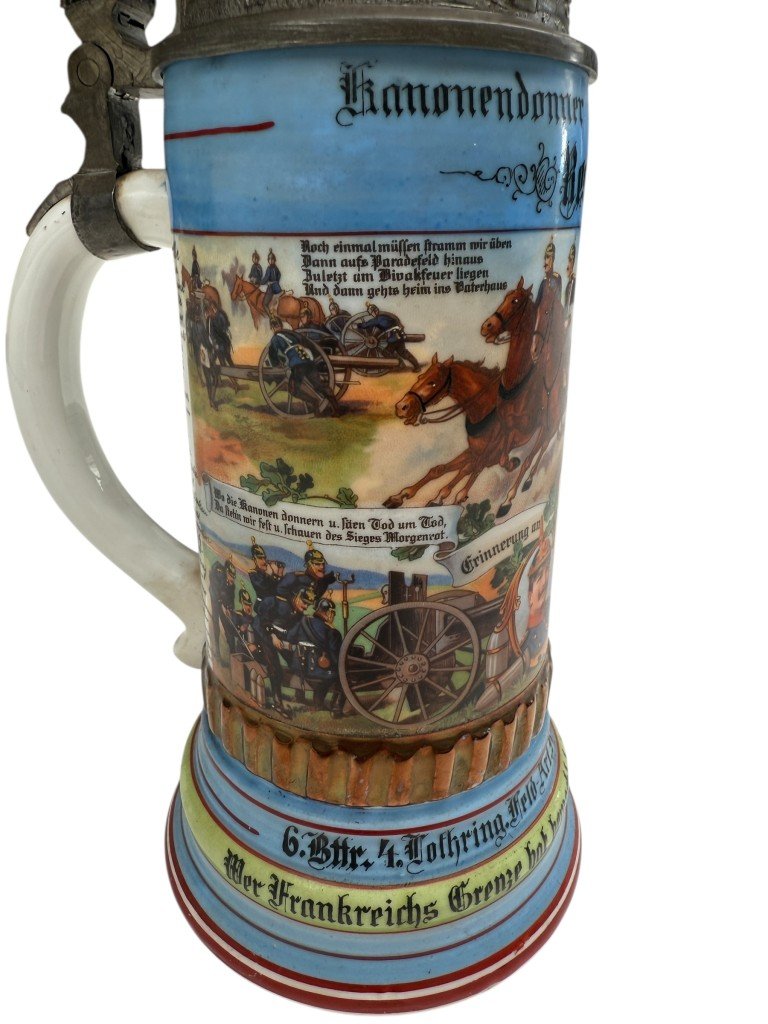 Original WWI German 4e Lothringen Feldartillerie-Regiment Nr. 70 beer stein