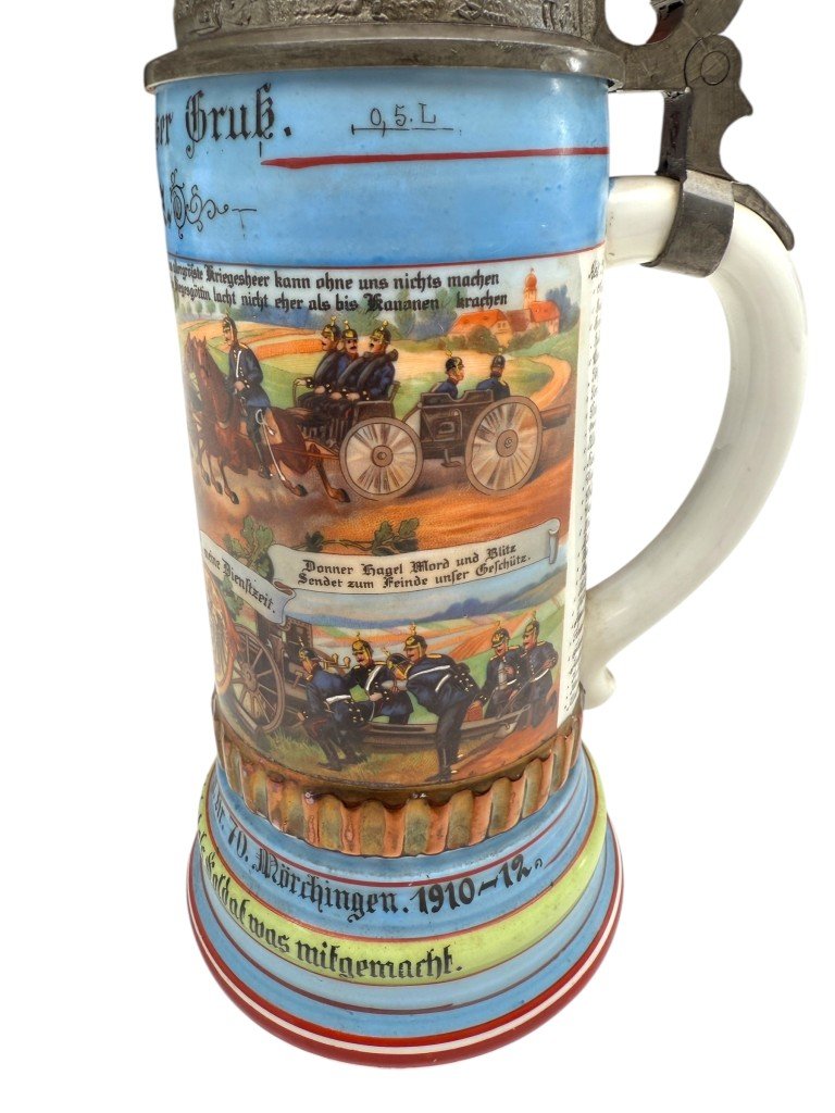 Original WWI German 4e Lothringen Feldartillerie-Regiment Nr. 70 beer stein