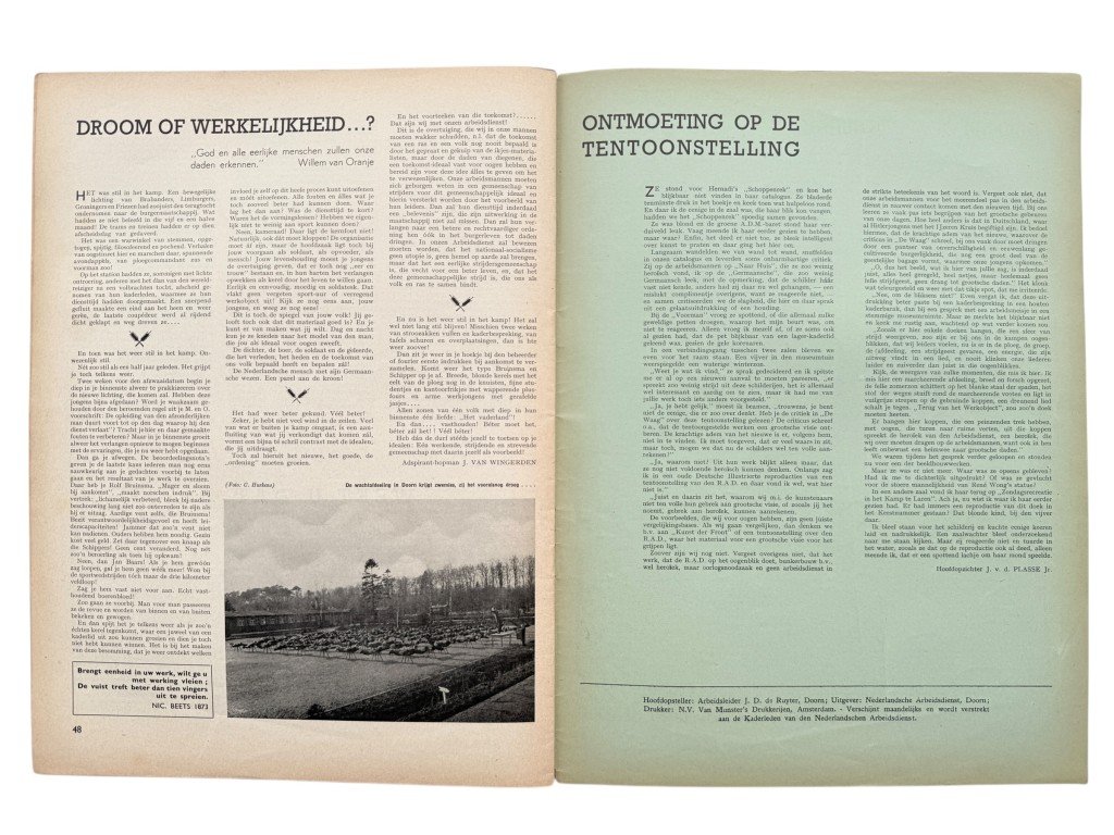 Original WWII Nederlandsche Arbeidsdienst 'Vorming' booklet – No. 3, March 1944