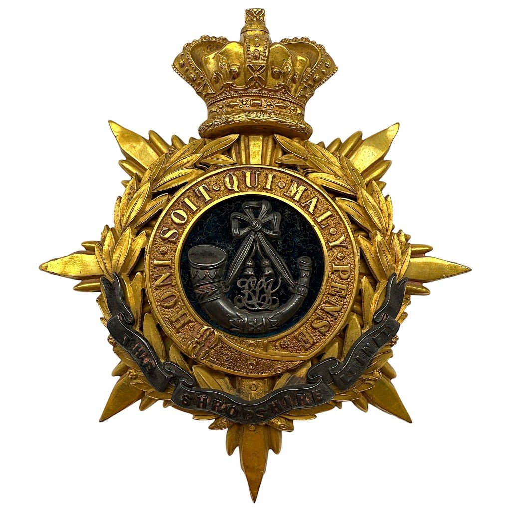Original 1878-1908 British Shropshire Light Infantry Regiment helmet plate