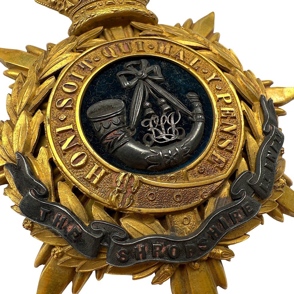 Original 1878-1908 British Shropshire Light Infantry Regiment helmet plate