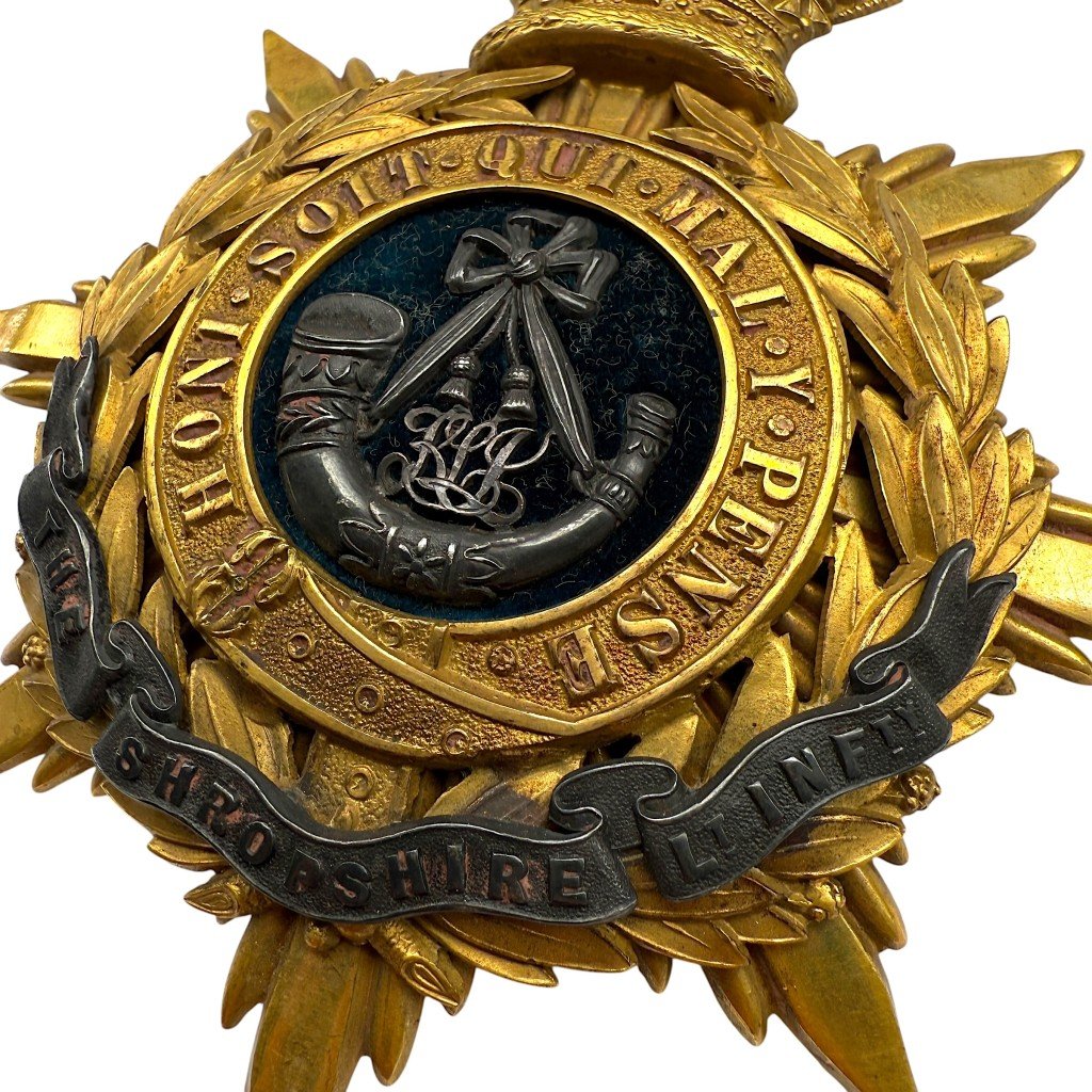 Original 1878-1908 British Shropshire Light Infantry Regiment helmet plate