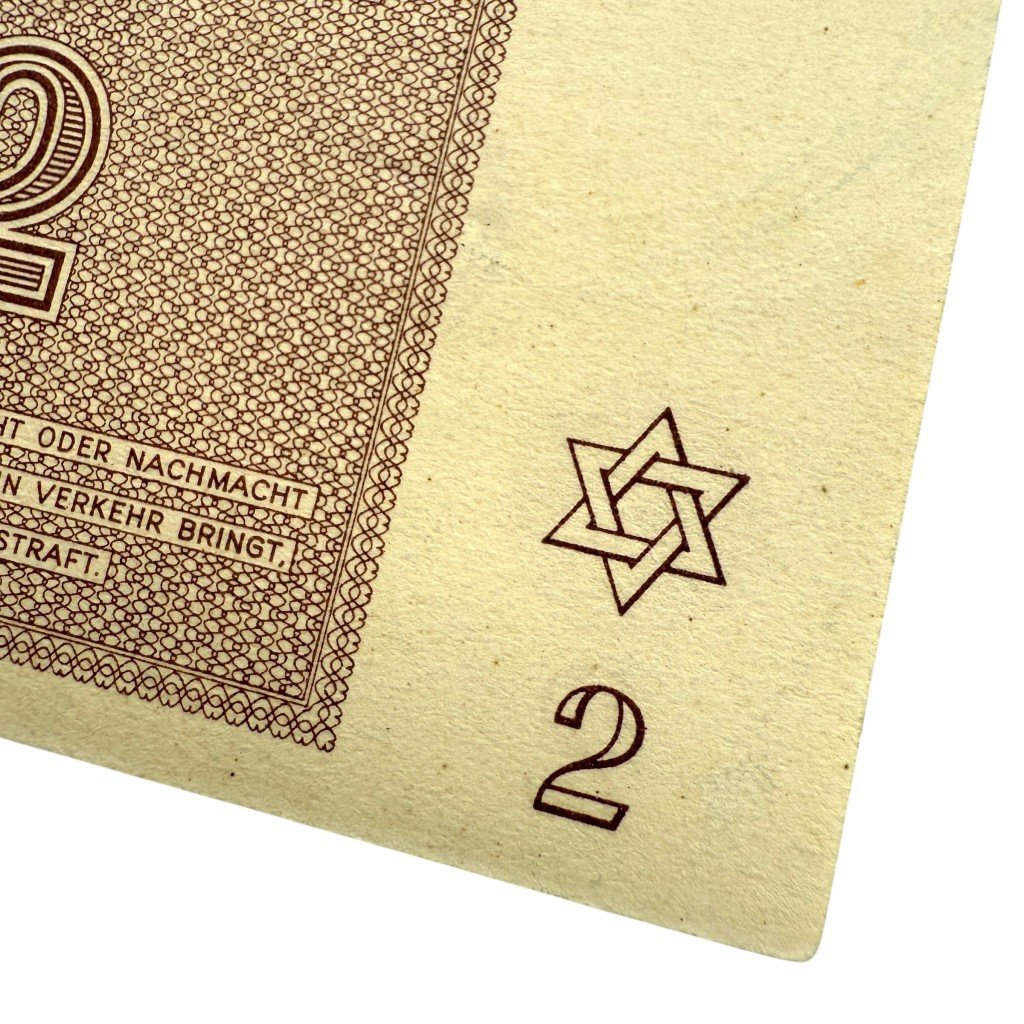 Original WWII German Jewish Ghetto/Camp Theresienstadt 2 Kronen banknote