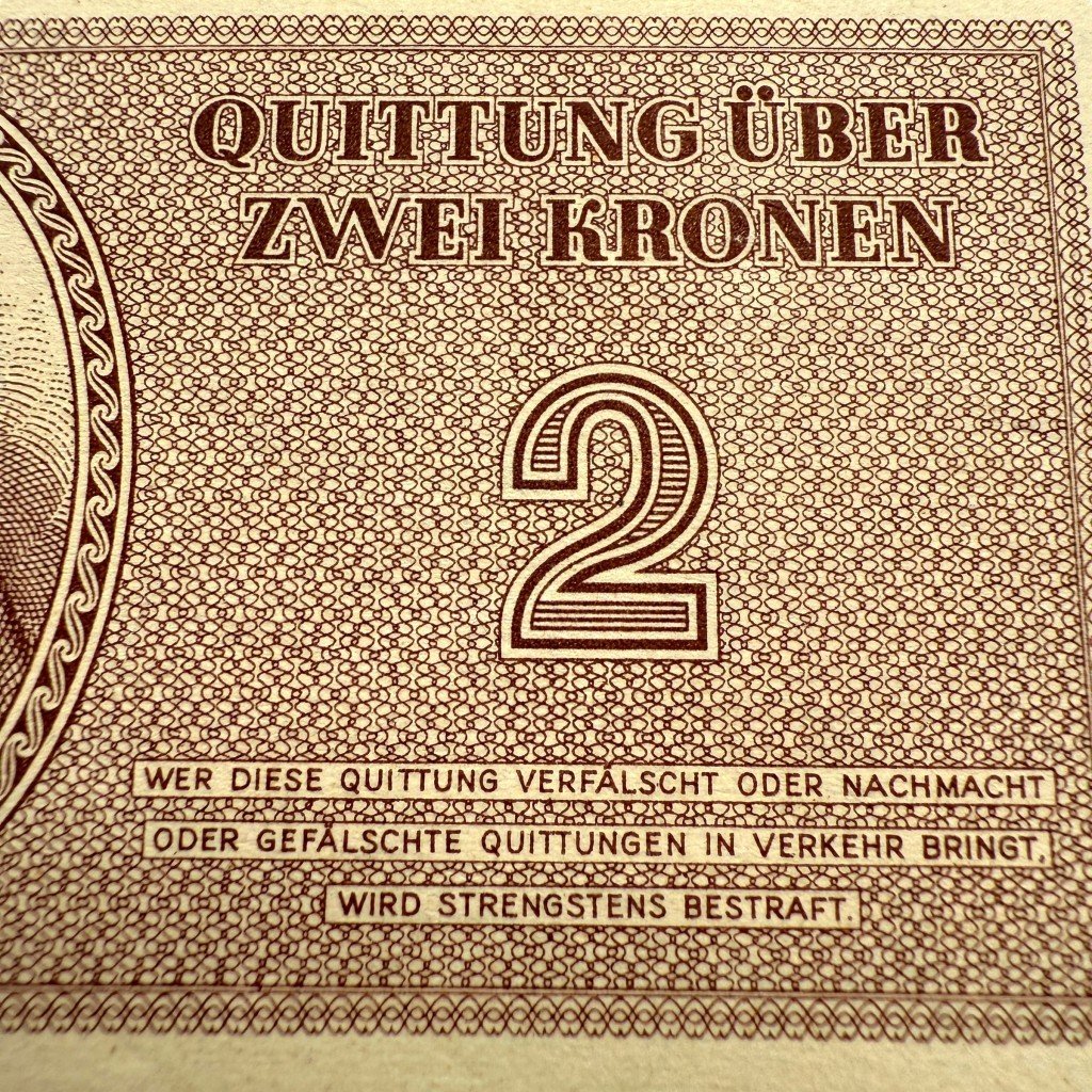 Original WWII German Jewish Ghetto/Camp Theresienstadt 2 Kronen banknote