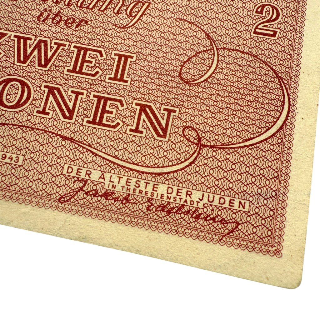 Original WWII German Jewish Ghetto/Camp Theresienstadt 2 Kronen banknote