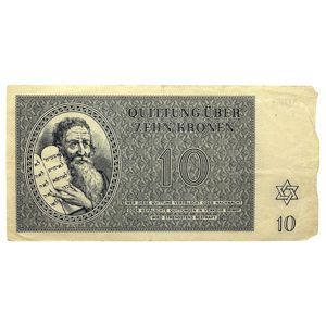 Original WWII German Jewish Ghetto/Camp Theresienstadt 10 Kronen banknote