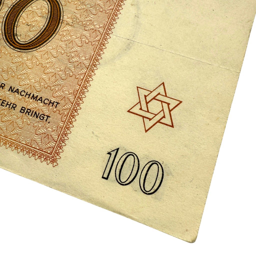 Original WWII German Jewish Ghetto/Camp Theresienstadt 100 Kronen banknote