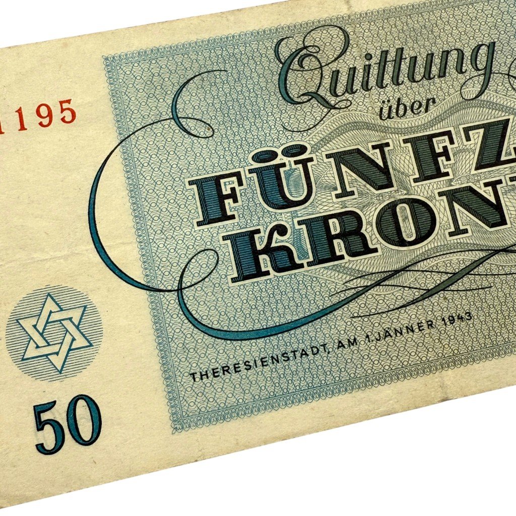 Original WWII German Jewish Ghetto/Camp Theresienstadt 50 Kronen banknote