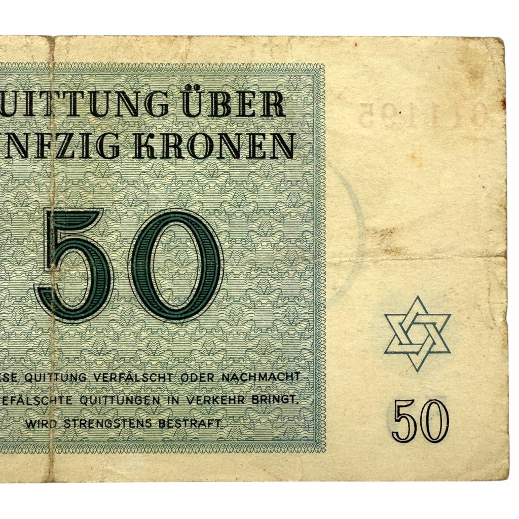 Original WWII German Jewish Ghetto/Camp Theresienstadt 50 Kronen banknote