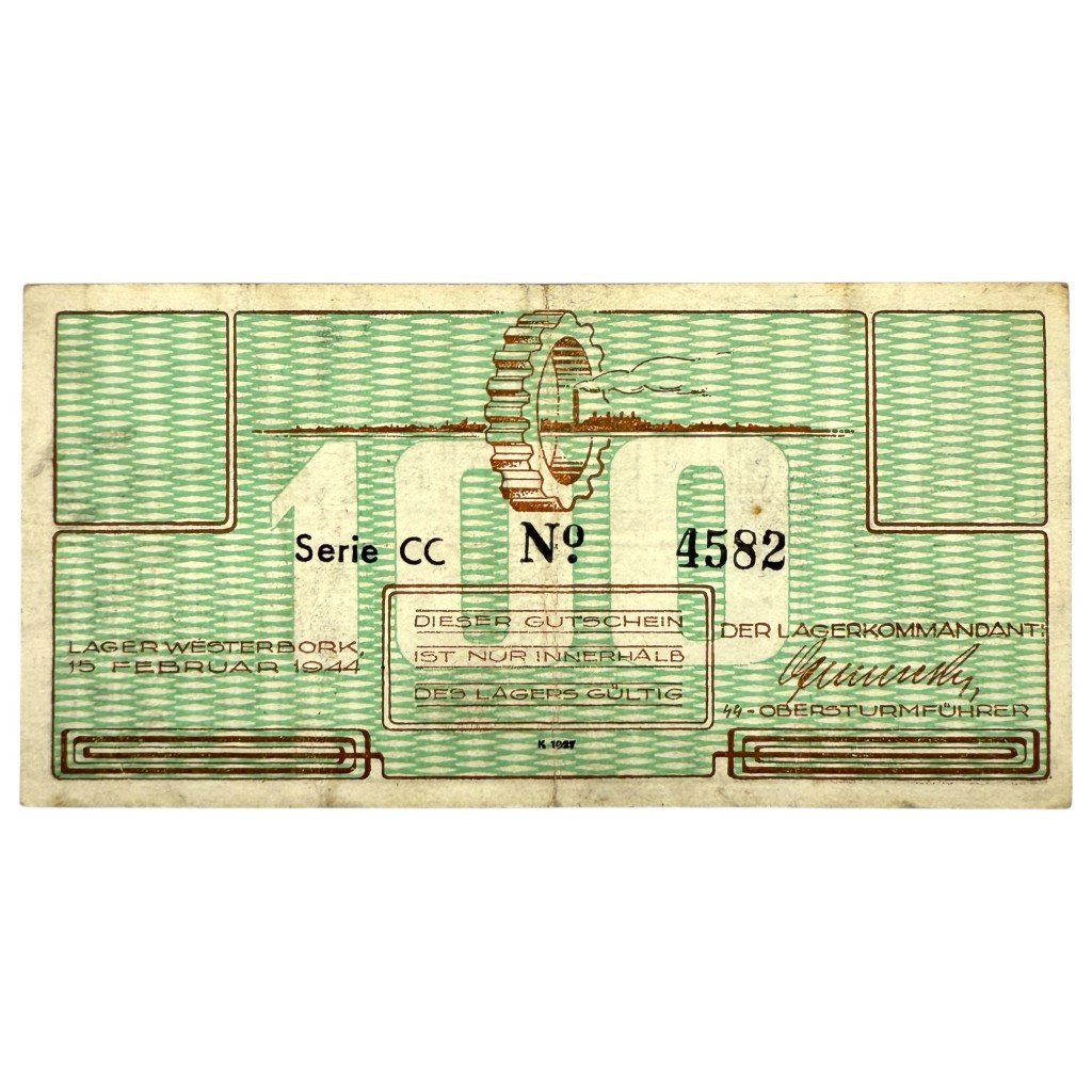 Original WWII Dutch 'Durchgangslager' Westerbork banknote