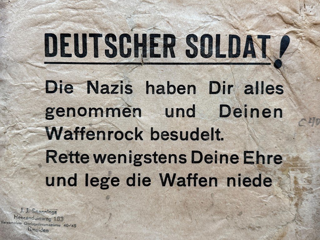 Original WWII Dutch resistance poster 'Deutscher Soldat!'