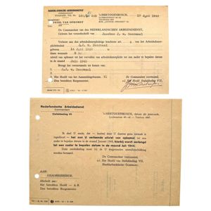 Original WWII Nederlandsche Arbeidsdienst documenten 's-Hertogenbosch