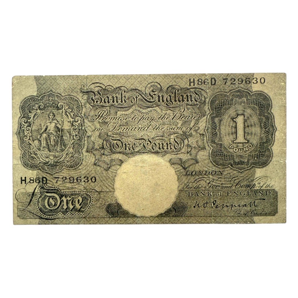 Original WWII German propaganda leaflet British 1 pound banknote