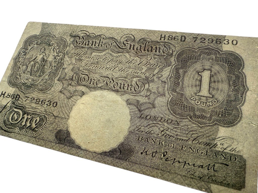 Original WWII German propaganda leaflet British 1 pound banknote