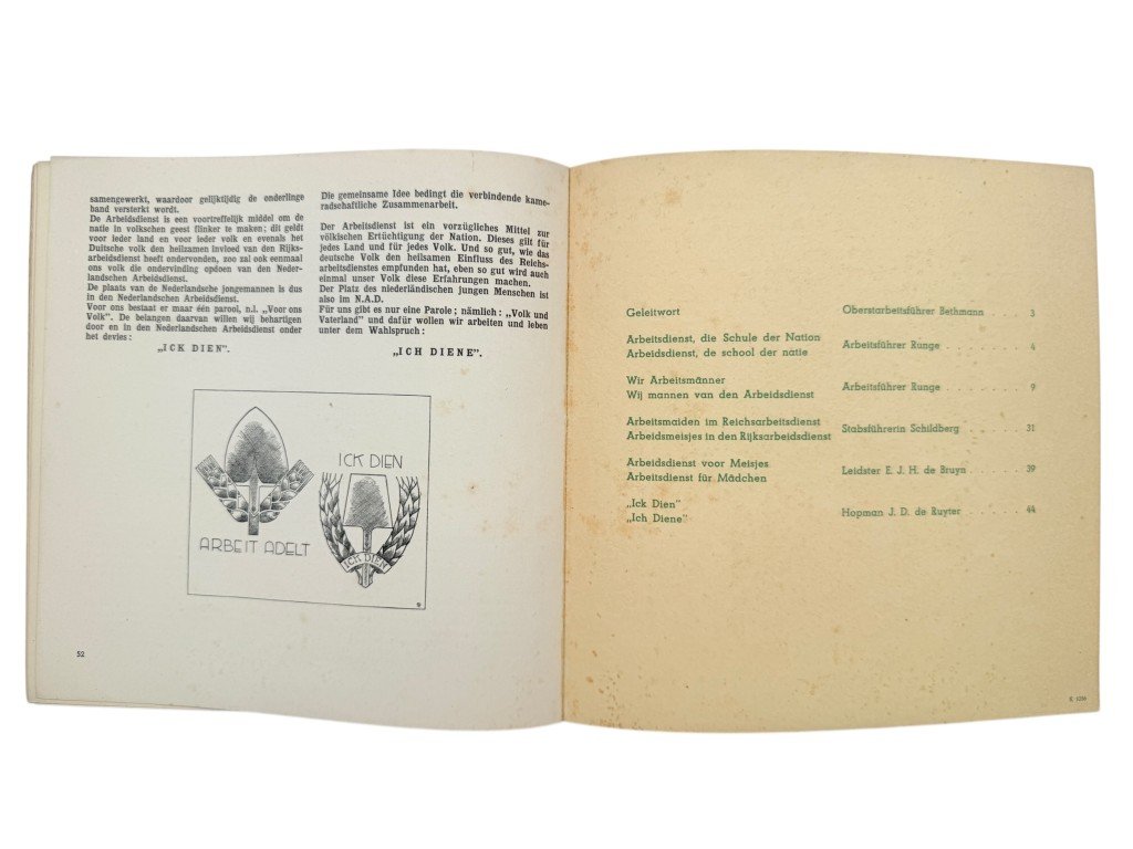 Original WWII Dutch NAD booklet Von Arbeitsmännern und Maiden – Mannen en Meisjes van den Arbeidsdienst