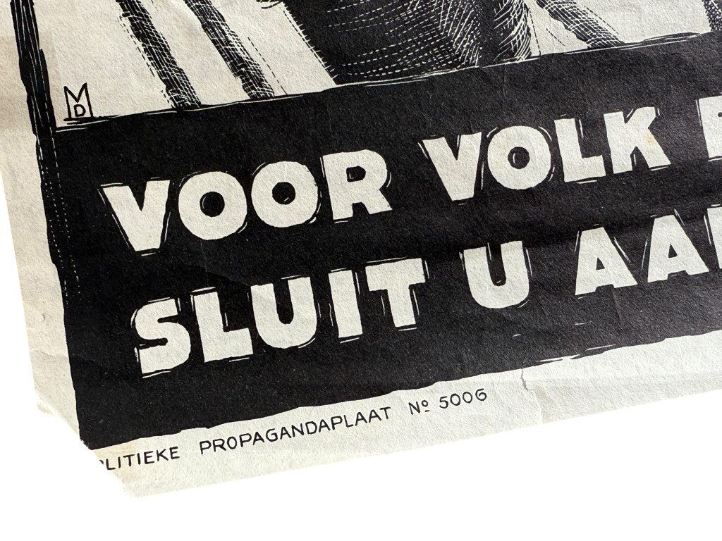 Original WWII Dutch NSB poster 'De trossen los, hou zee!'