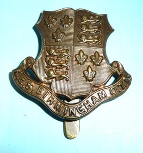 King Edwards School (KES) Birmingham OTC Brass Gilding Metal Cap Badge