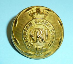 Indian Army - QVC Victorian Indian Staff Corps Fire Gilt Large Pattern Button