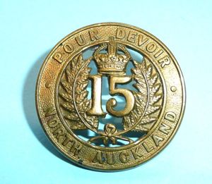 WW1 New Zealand - 15th (North Auckland) Infantry Regiment Cap Badge, King's Crown