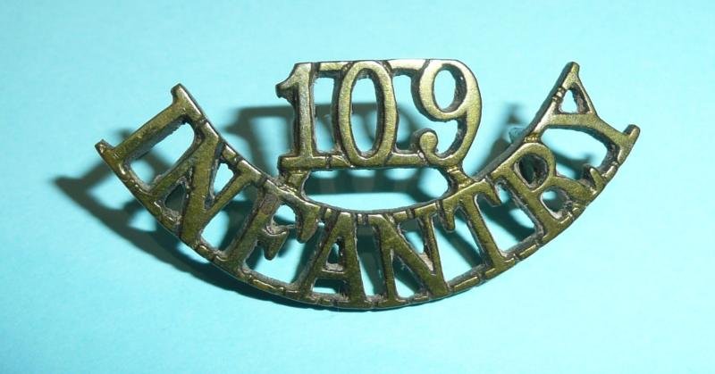Indian Army - 109th Bombay Infantry One Piece Cast Brass Shoulder Title