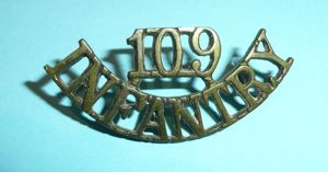 Indian Army - 109th Bombay Infantry One Piece Cast Brass Shoulder Title